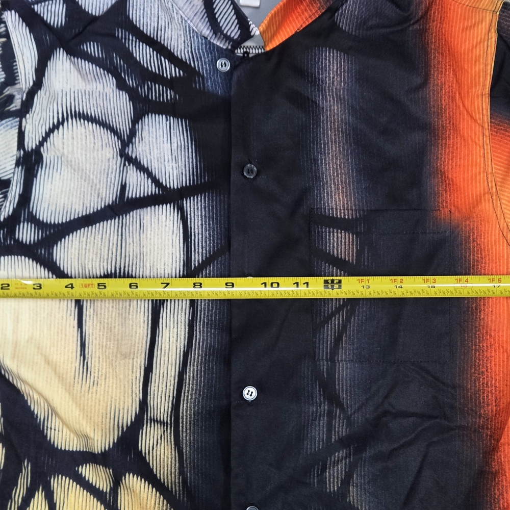 Kelly Obi Mens Button Up Shirt Abstract Butterfly Wing Artsy Workwear XL Black - Picture 4 of 6